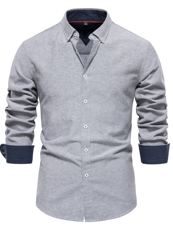 Men's casual versatile fashion solid color long-sleeved top