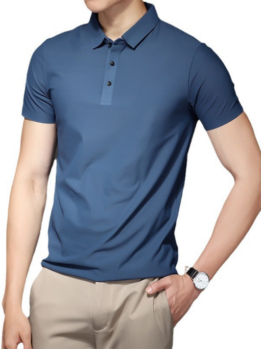 Men's high elastic non-marking ice silk lapel short-sleeved quick-drying polo shirt