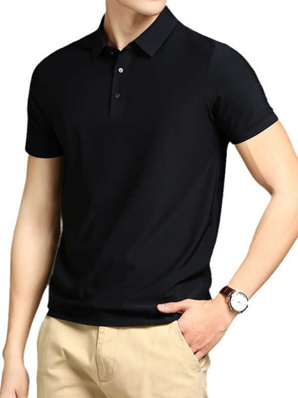 Men's high elastic non-marking ice silk lapel short-sleeved quick-drying polo shirt