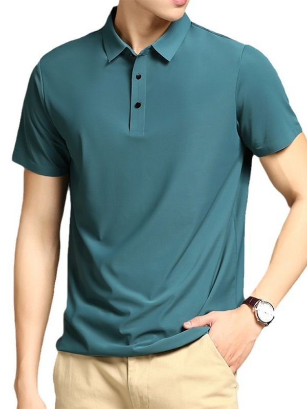 Men's high elastic non-marking ice silk lapel short-sleeved quick-drying polo shirt