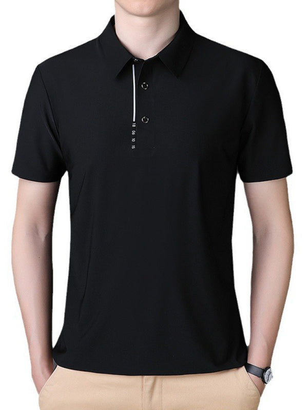 Men's short-sleeved ice silk high elastic non-marking polo shirt