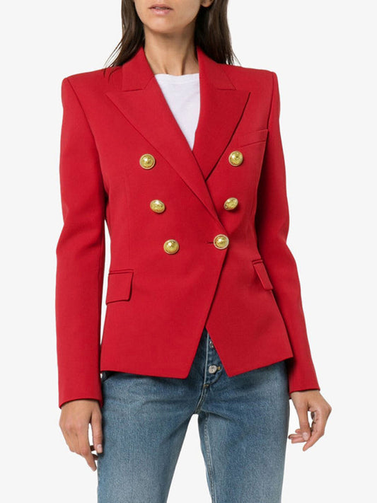 Women's fashion short double-breasted blazer