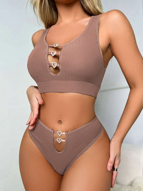 Women's Solid Color Hollow Lingerie Sets