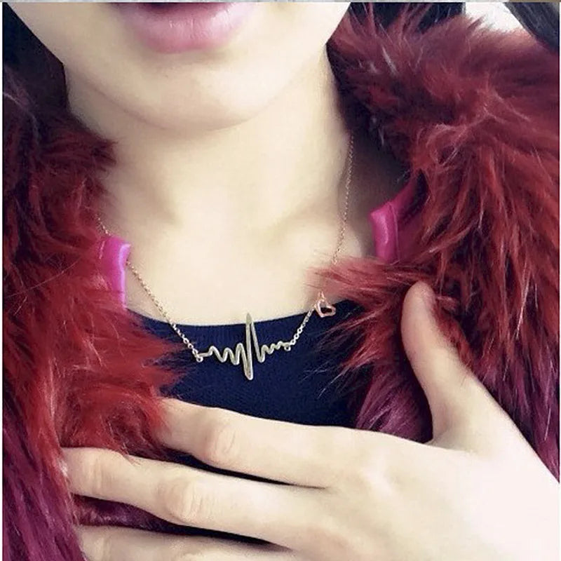 ECG Heart Clavicle Necklace