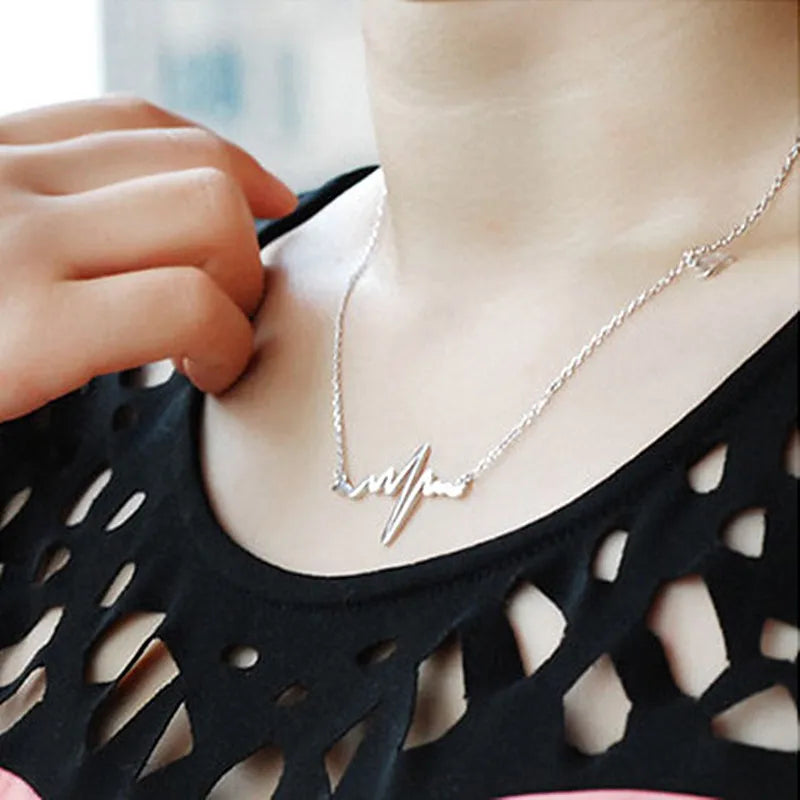 ECG Heart Clavicle Necklace