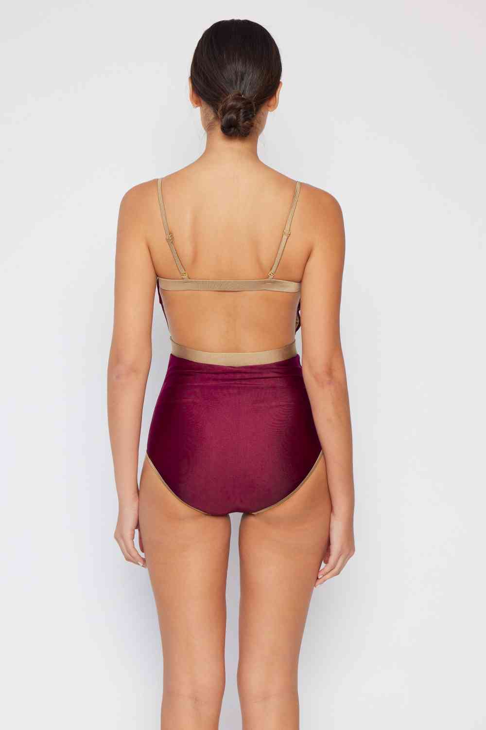 Contrast Trim One-Piece in Wine