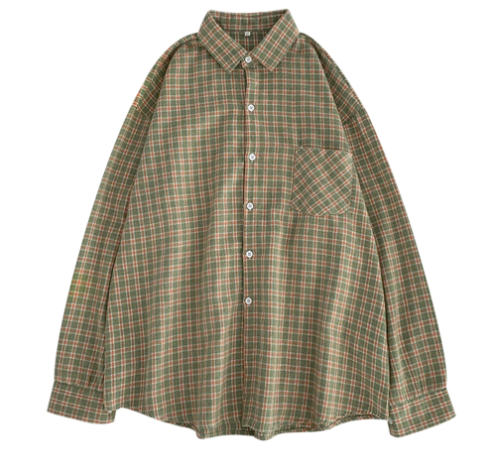 Plaid Oversize Blouse Flannel Long Sleeve Collared Shirt