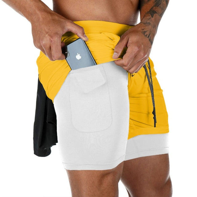 2 in 1 Quick Dry Breathable Workout Shorts with Pockets