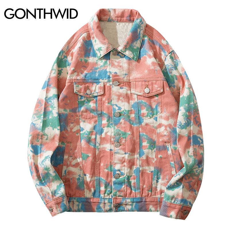 Camouflage Colorful Tie Dyed Jeans Jacket