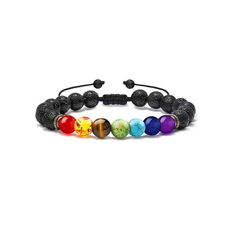 Lava Rock 7 Chakras Beads Bracelet Set