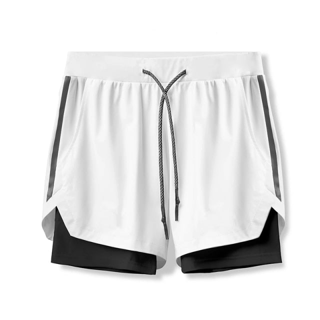 2 in 1 Quick Dry Breathable Workout Shorts with Pockets