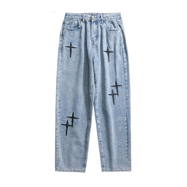 Embroidered Straight Loose Jeans