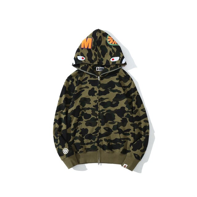 Shark Bape Men Casual Camouflage Hoodies