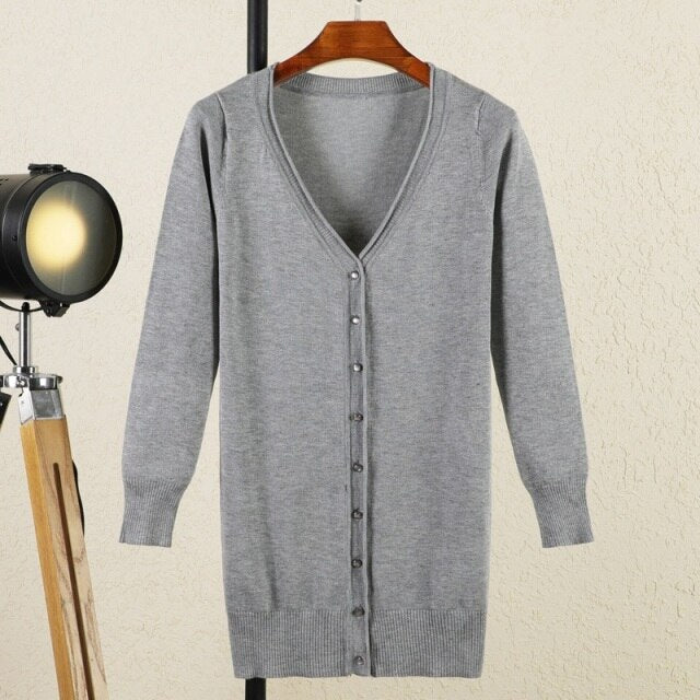 Long Sleeve V-neck Woman Cardigan