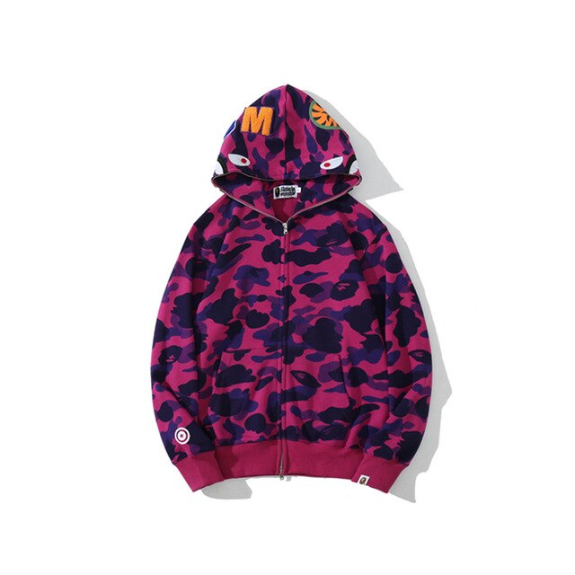 Shark Bape Men Casual Camouflage Hoodies