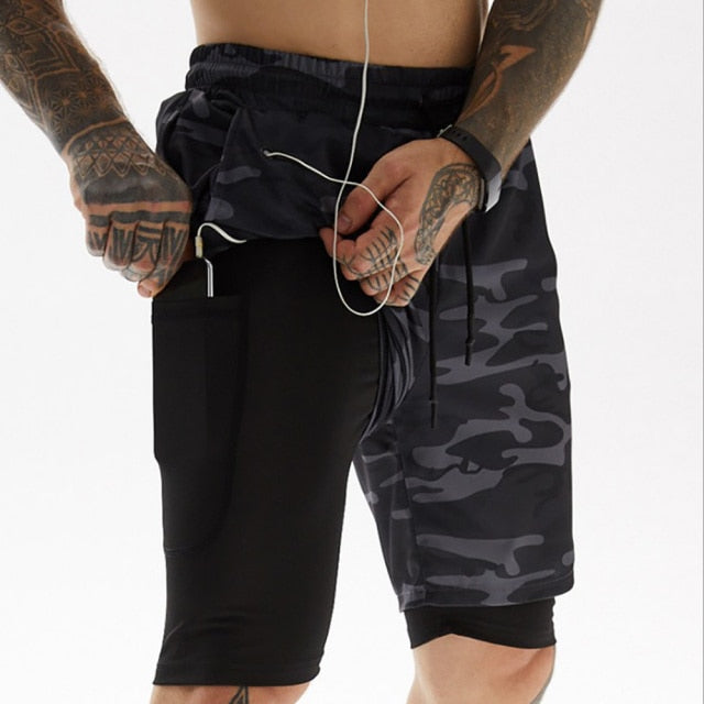 2 in 1 Quick Dry Breathable Workout Shorts with Pockets