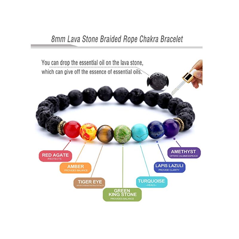 Lava Rock 7 Chakras Beads Bracelet Set