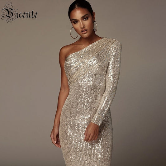 Glitter One Shoulder Dress