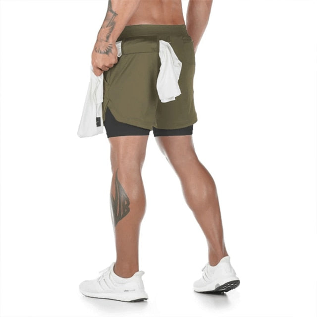 2 in 1 Quick Dry Breathable Workout Shorts with Pockets