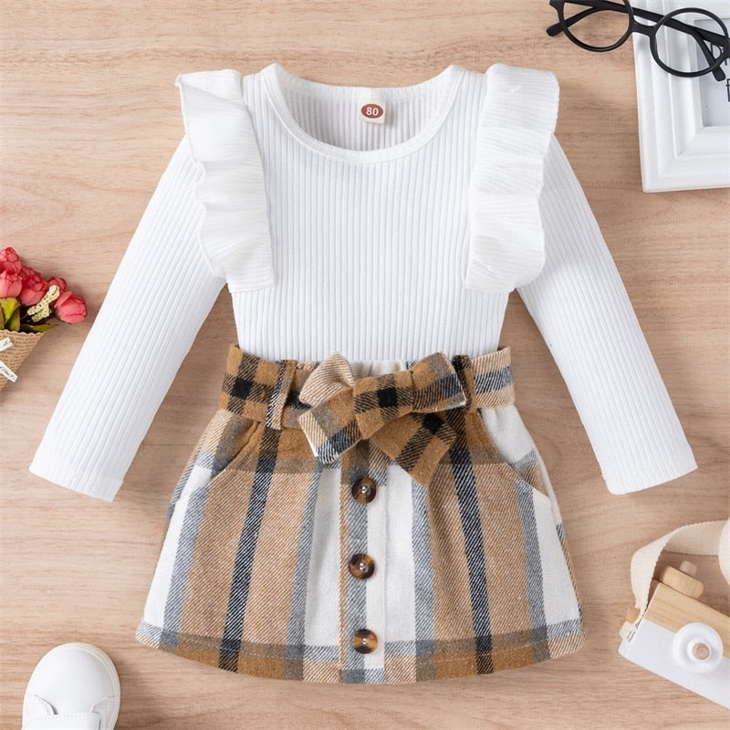 Toddler 2 Pieces Long Sleeve & Skirt Sets