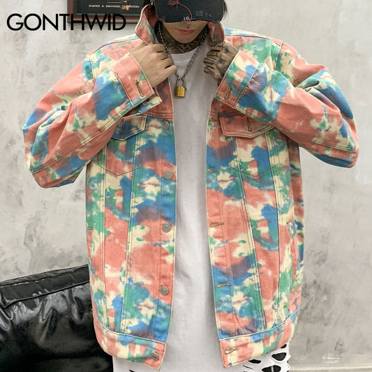 Camouflage Colorful Tie Dyed Jeans Jacket