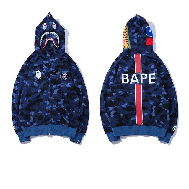 Shark Bape Men Casual Camouflage Hoodies