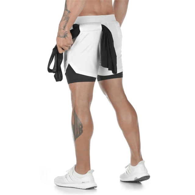 2 in 1 Quick Dry Breathable Workout Shorts with Pockets