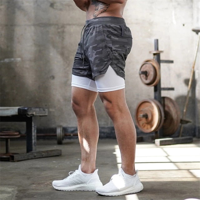 2 in 1 Quick Dry Breathable Workout Shorts with Pockets