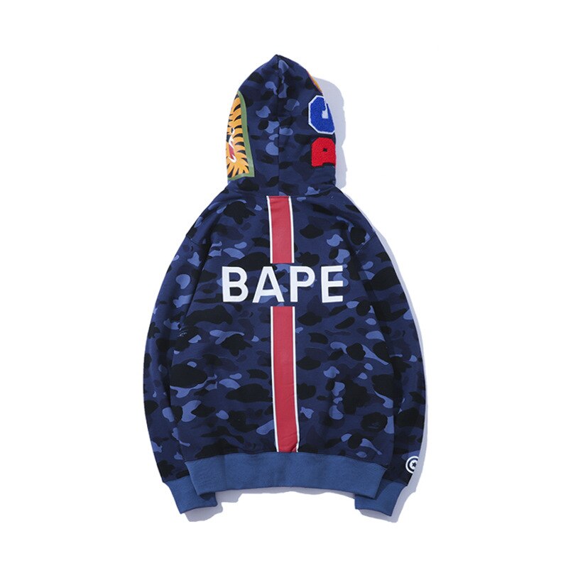 Shark Bape Men Casual Camouflage Hoodies