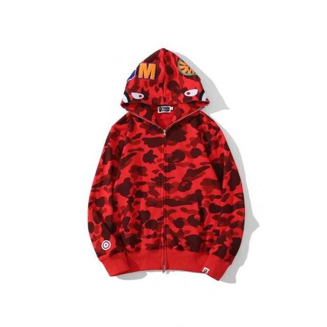 Shark Bape Men Casual Camouflage Hoodies