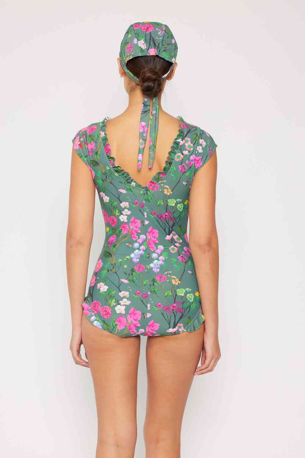 V-Neck One Piece Swimsuit In Sage