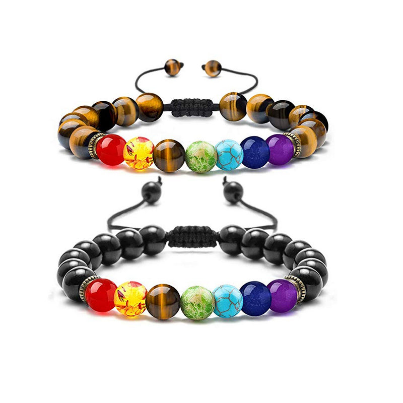 Lava Rock 7 Chakras Beads Bracelet Set