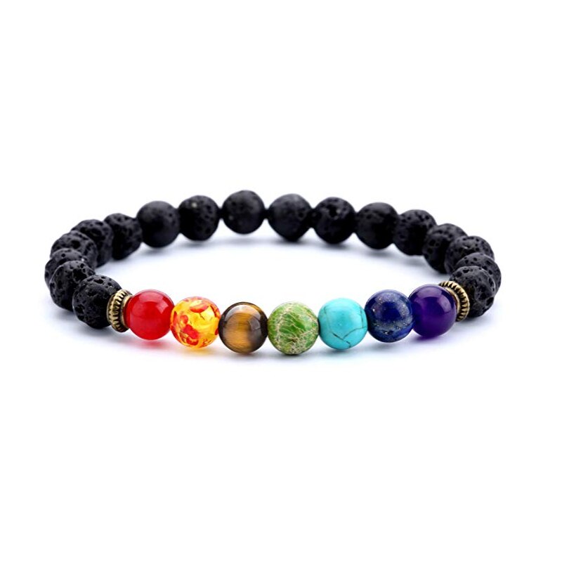 Lava Rock 7 Chakras Beads Bracelet Set