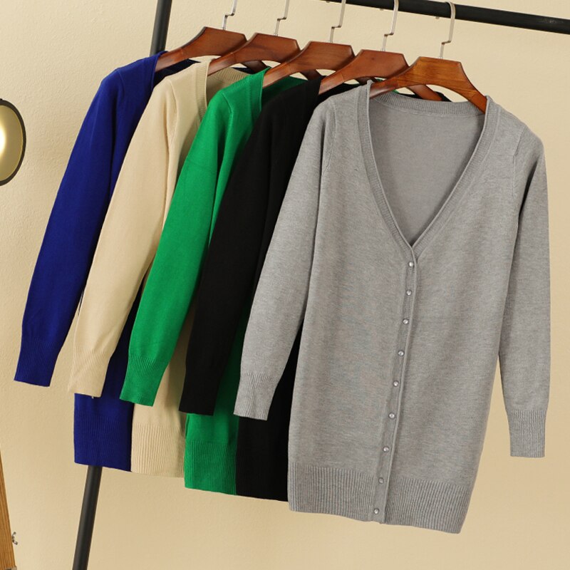 Long Sleeve V-neck Woman Cardigan