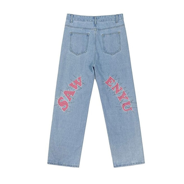 Embroidered Straight Loose Jeans