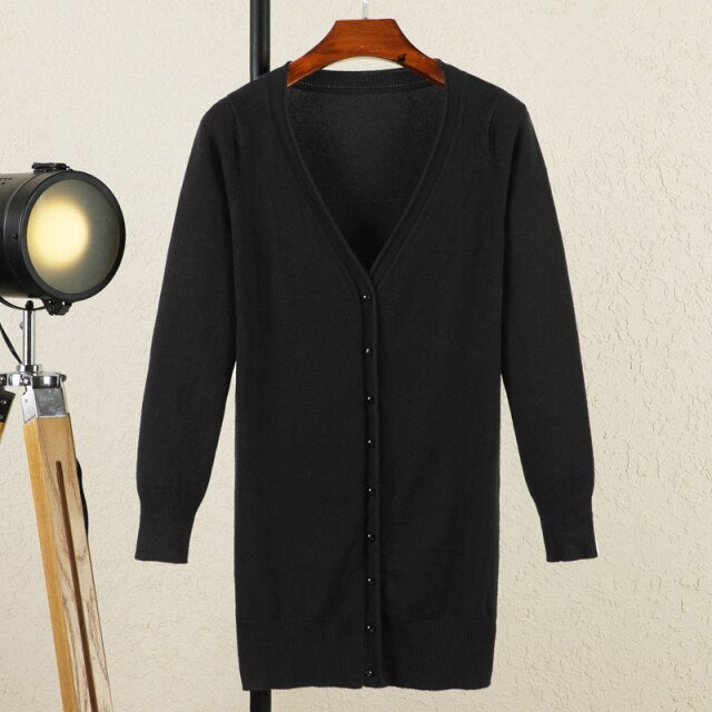 Long Sleeve V-neck Woman Cardigan