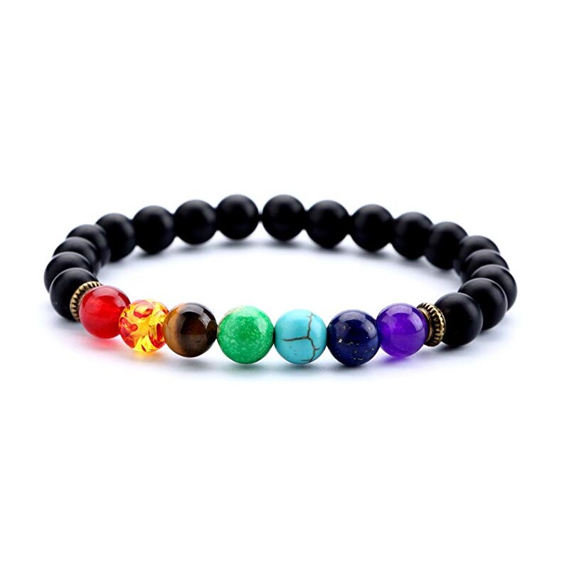 Lava Rock 7 Chakras Beads Bracelet Set