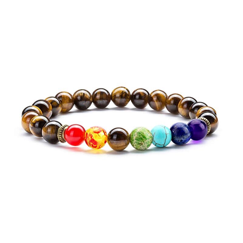 Lava Rock 7 Chakras Beads Bracelet Set