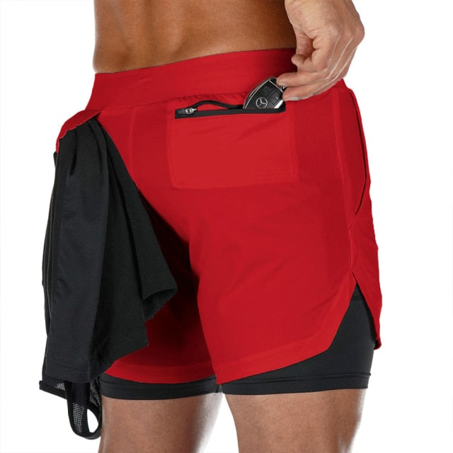 2 in 1 Quick Dry Breathable Workout Shorts with Pockets