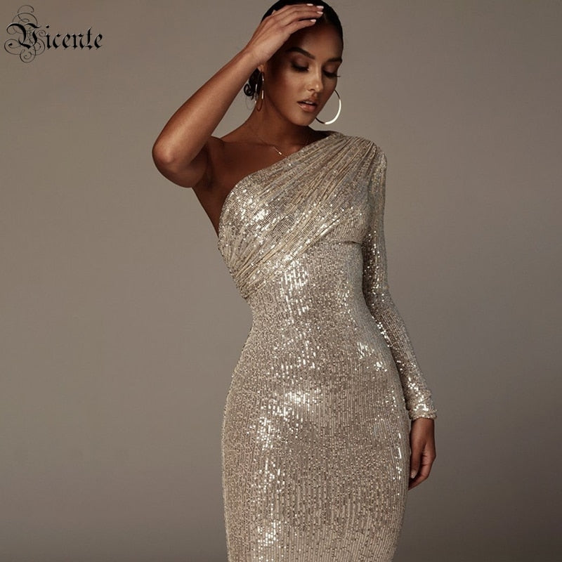 Glitter One Shoulder Dress