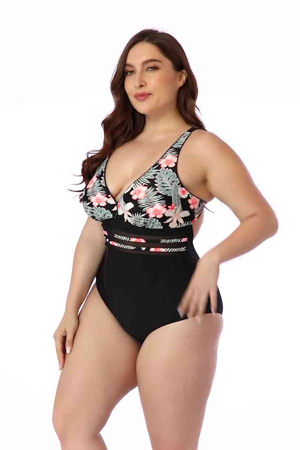 Floral Cutout Tie-Back One-Piece Swimsuit