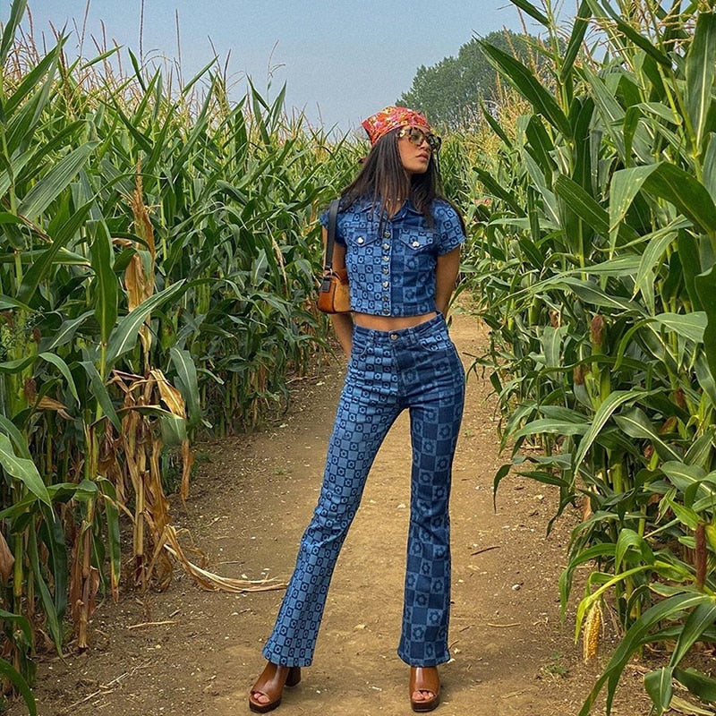 90s Vintage Retro Girls Denim Outfit