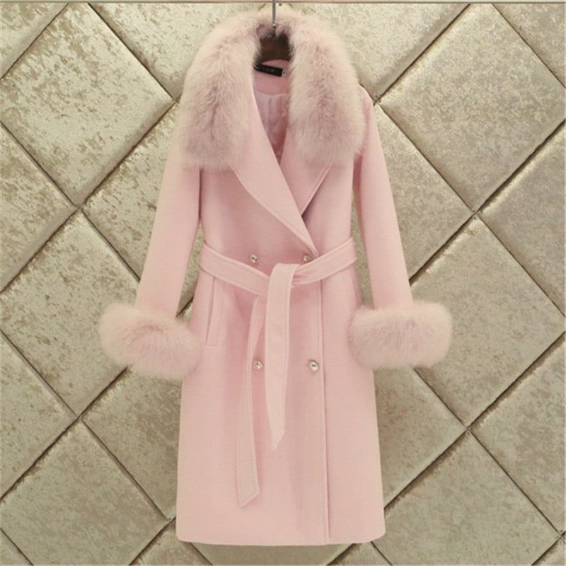 Fashion Double-Breasted Thick Warm Woolen Coat