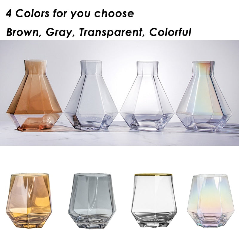 Amber / Smoky Grey / Seven Colors / Transparent Hexagon Pot Glass Set