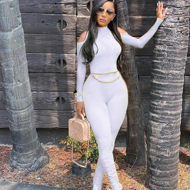 Bandage Bodycon Long Sleeve One Piece Jumpsuit