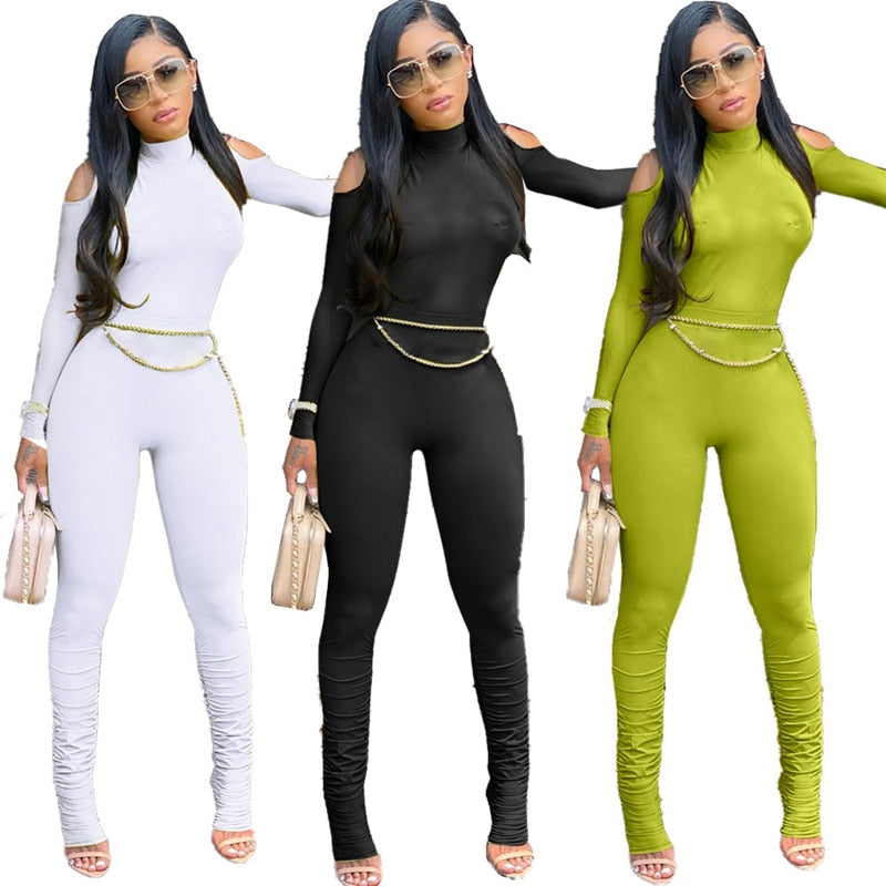 Bandage Bodycon Long Sleeve One Piece Jumpsuit