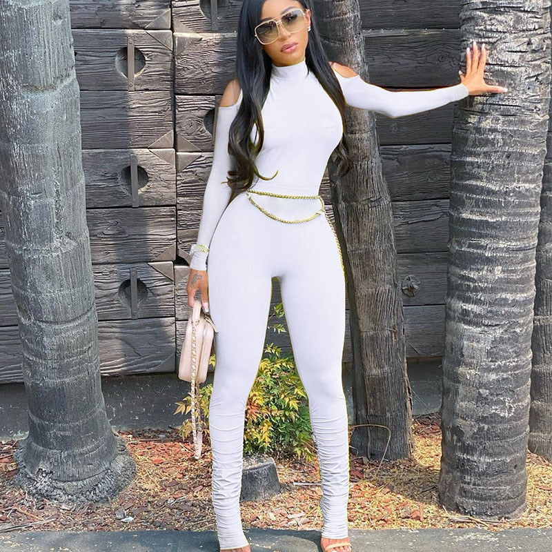 Bandage Bodycon Long Sleeve One Piece Jumpsuit