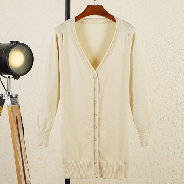 Long Sleeve V-neck Woman Cardigan