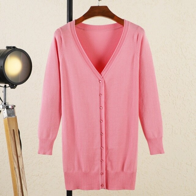 Long Sleeve V-neck Woman Cardigan