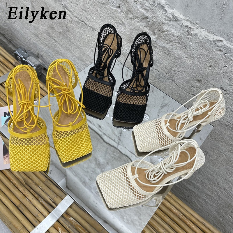 High Heel Lace Up Sandals